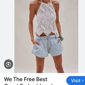 NWT We The Free Best Coast Embroidered Shorts Size 28 retail $198.00